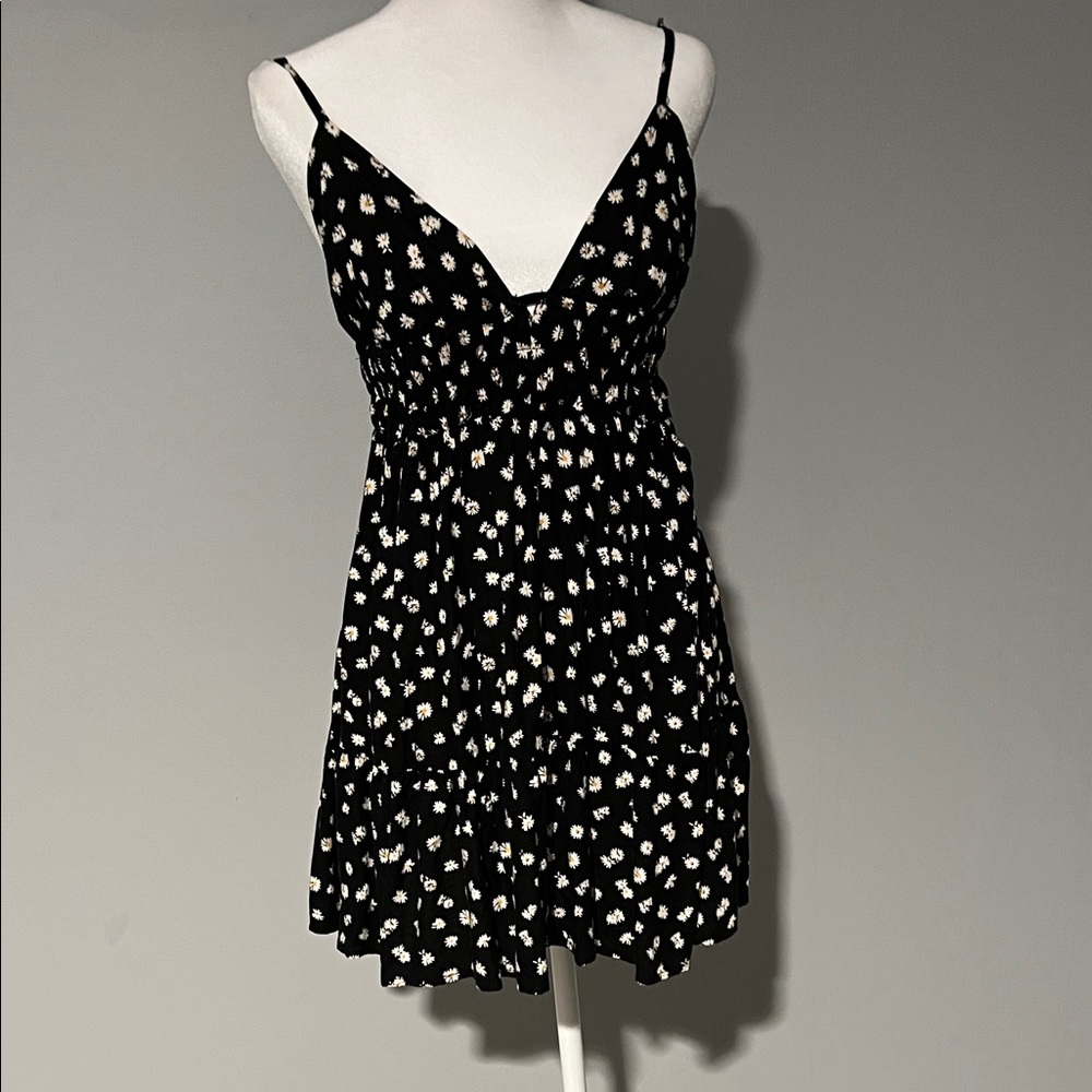 Aeropostale Black Floral Spaghetti Strap Dress